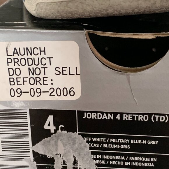 Vintage Boys Jordan 4 Retro Toddler Size 4C in Military Blue N Grey - Picture 14 of 15